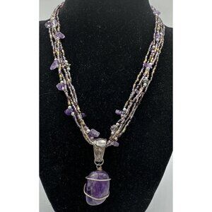 Park Lane Jewelry ROCK-ON Purple Beaded Necklace Genuine Amethyst  16" + 3" Ext.